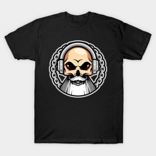 Skull use headset ilustration design T-Shirt
